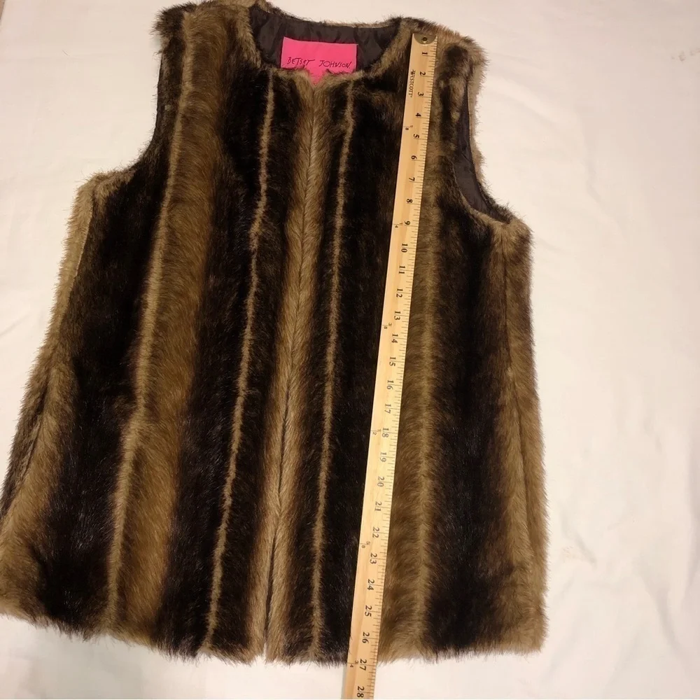 Faux Fur Vest Betsey Johnson Brown Size Small